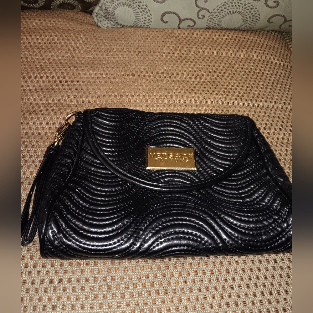 Versace parfums leather clutch bag
